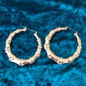 Bamboo Hoop Gold Earrings
